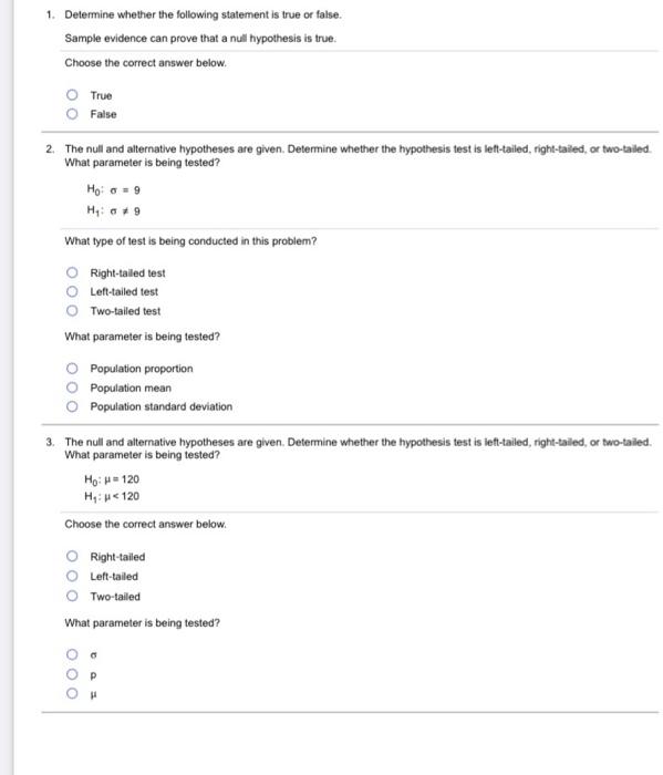 Solved 1. Determine Whether The Following Statement Is True | Chegg.com