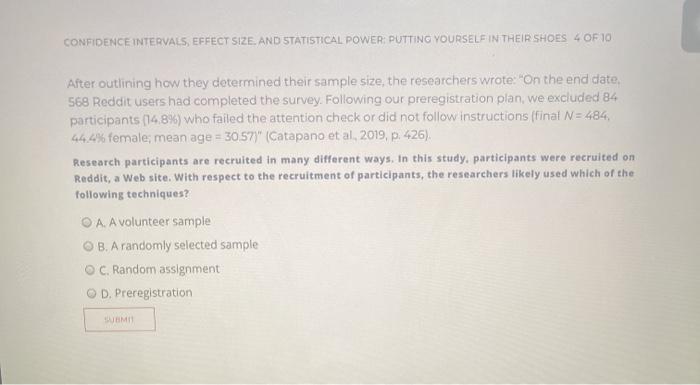 Solved CONFIDENCE INTERVALS, EFFECT SIZE AND STATISTICAL | Chegg.com