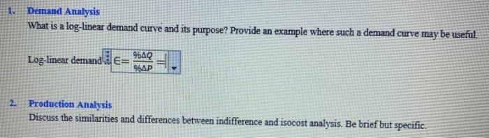Solved Demand Analysis What is a log-linear demand curve and | Chegg.com