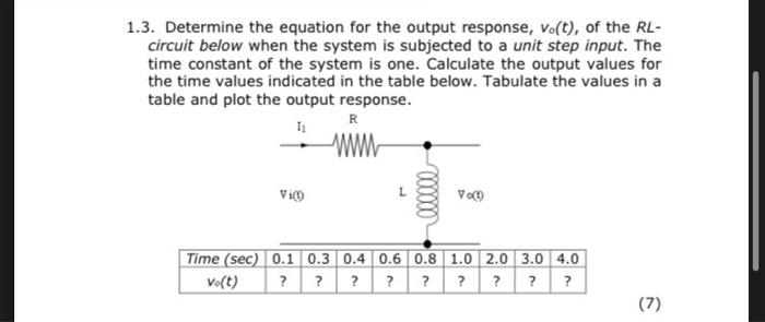 Solved 1.3. Determine the equation for the output response, | Chegg.com