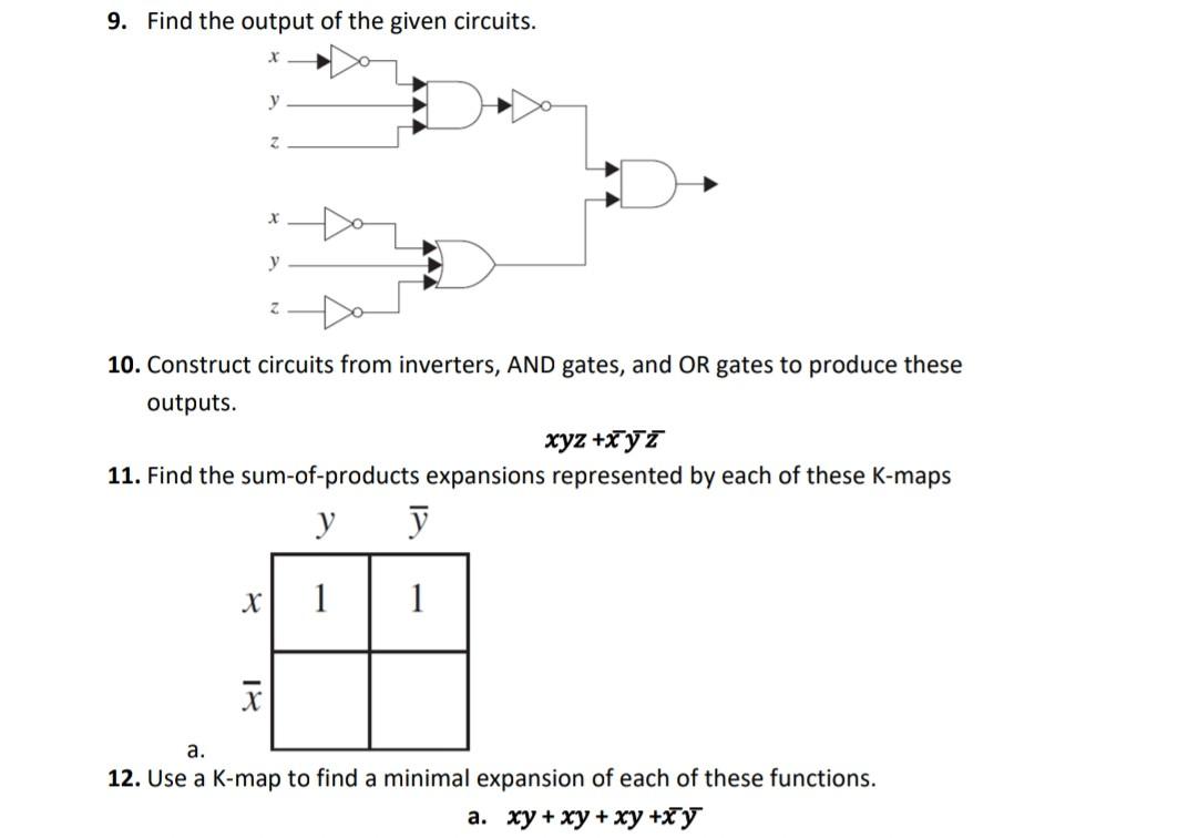 Solved 9. Find the output of the given circuits. 10. | Chegg.com