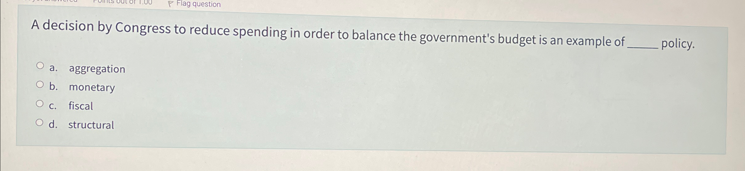 Solved A decision by Congress to reduce spending in order to | Chegg.com