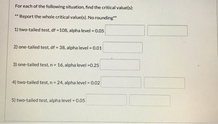 Solved For Each Of The Following Situation, Find The | Chegg.com