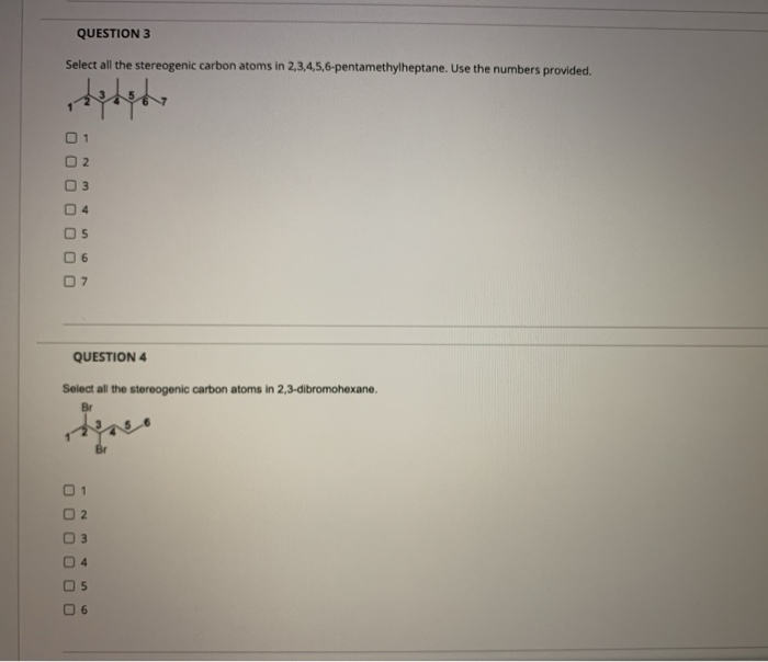 Solved Question 1 Click On The Stereogenic Carbon Atom In Chegg Com