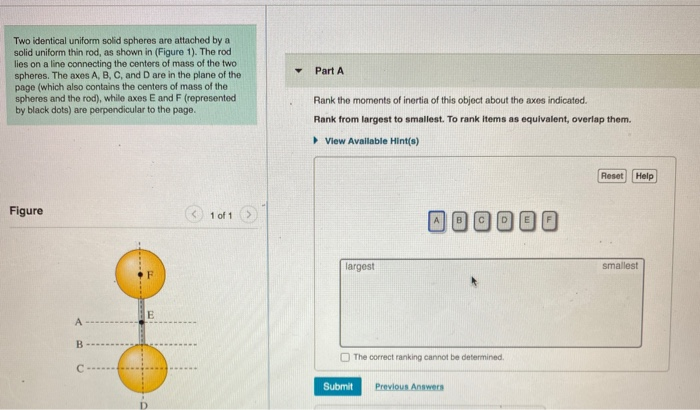 Solved Part A Two Identical Uniform Solid Spheres Are | Chegg.com