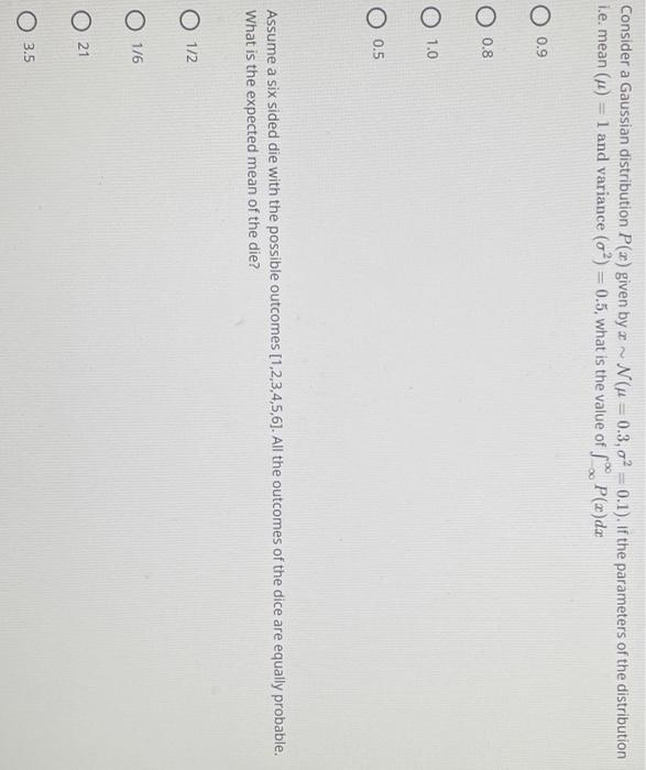 Solved Consider a Gaussian distribution P(x) given by a ~ | Chegg.com