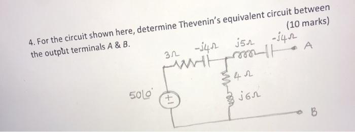Solved 4. For the circuit shown here, determine Thevenin's | Chegg.com