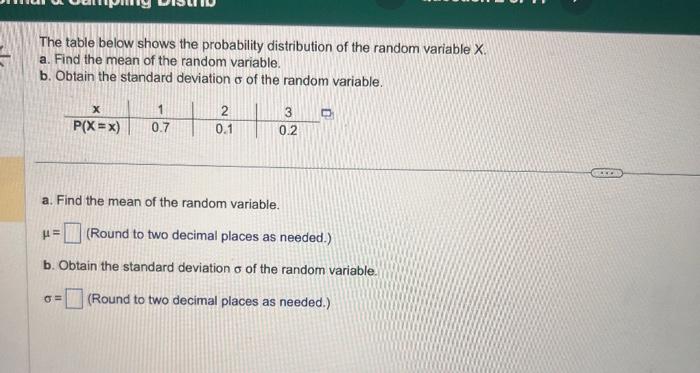 Solved The table below shows the probability distribution of | Chegg.com