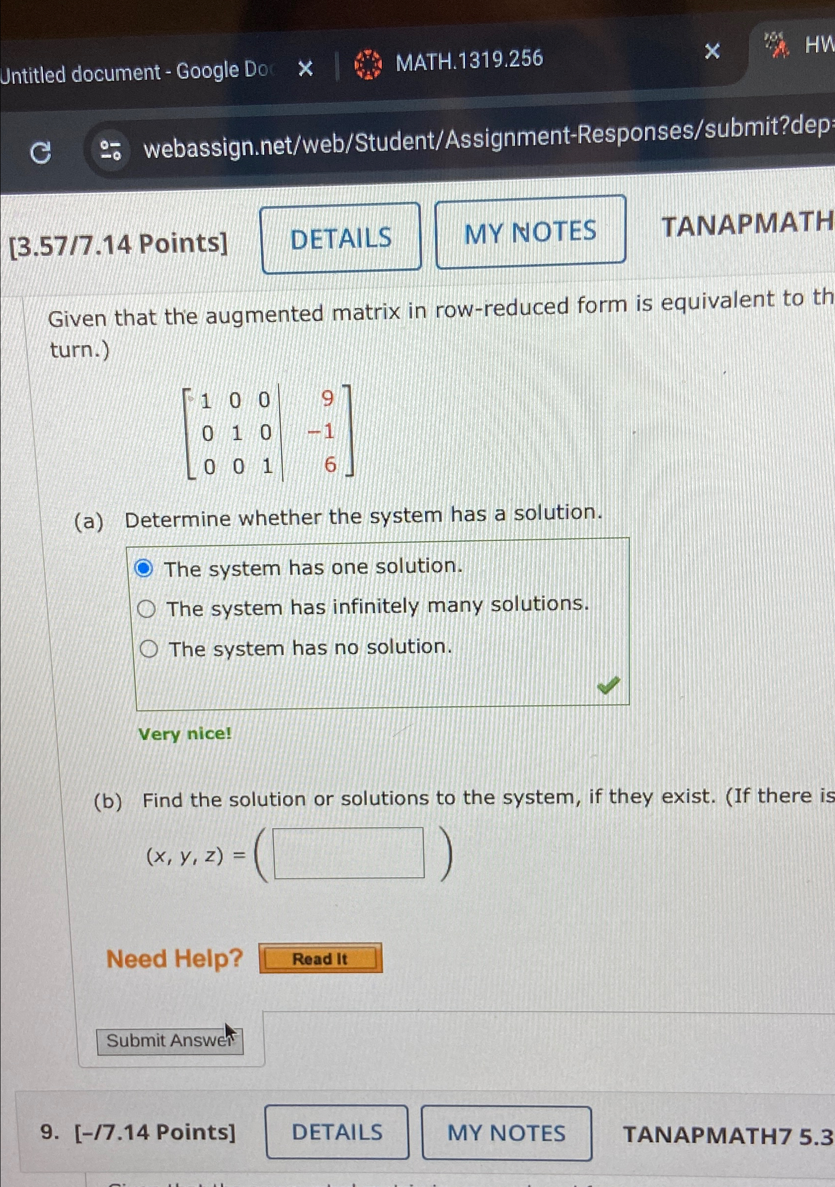 Solved MATH. 1319.256[3.57/7.14 ﻿Points]TANAPMATHGiven that | Chegg.com