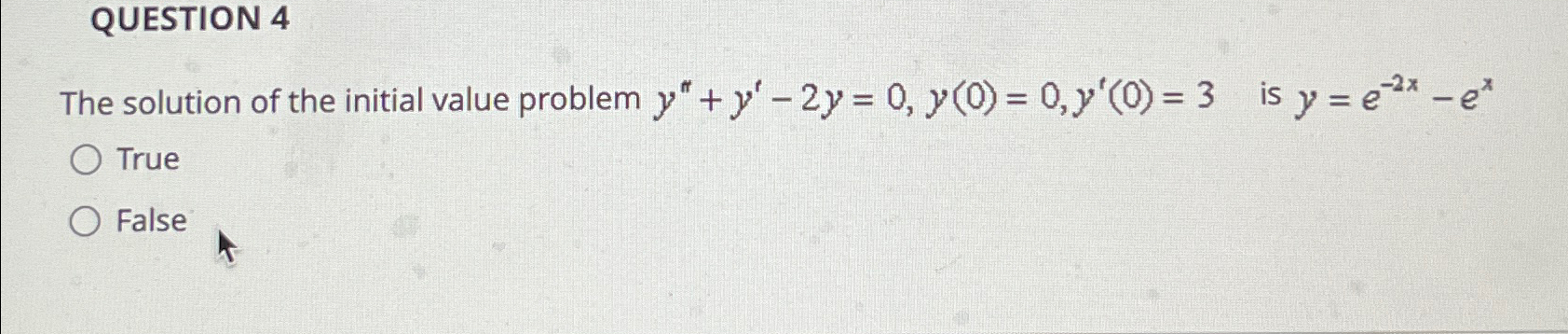 Solved QUESTION 4The solution of the initial value problem | Chegg.com