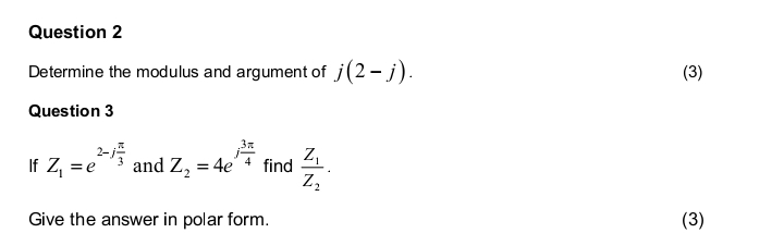 Solved Question 2Determine the modulus and argument of | Chegg.com