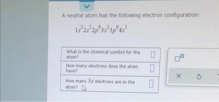 Solved A neutral atom has the following electron | Chegg.com