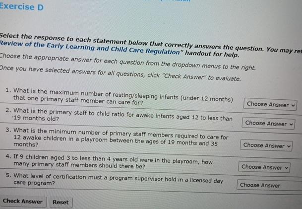 Solved Exercise DSelect the response to each statement below | Chegg.com