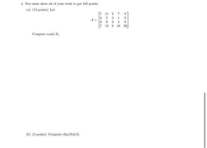 Solved 4. You must show all of your work to get full points. | Chegg.com
