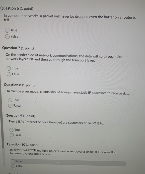 Solved Question 6 (1 point) In computer networks, a packet | Chegg.com