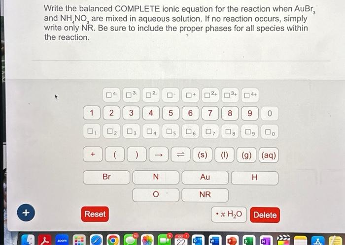 Solved + 3 Write the balanced COMPLETE ionic equation for | Chegg.com