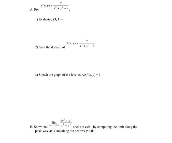 Solved A For F X Y X2 Y2−97 1 Evaluate F 3 1 2 Give