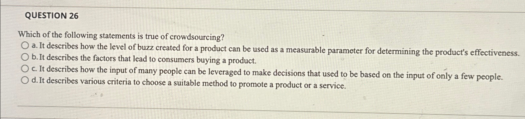 Solved QUESTION 26Which of the following statements is true | Chegg.com