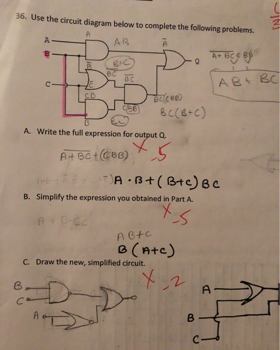 Solved 36. Use the circuit diagram below to complete the | Chegg.com