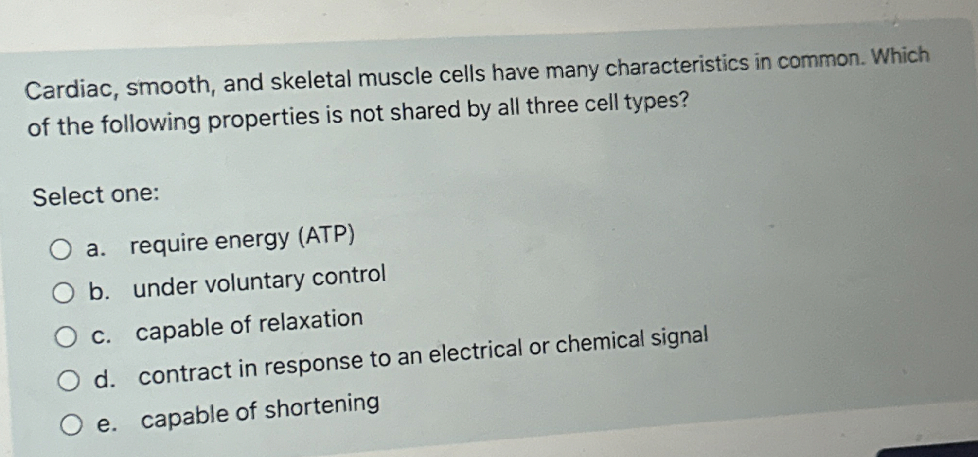 Solved Cardiac, smooth, and skeletal muscle cells have many | Chegg.com
