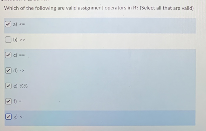 assignment operators valid