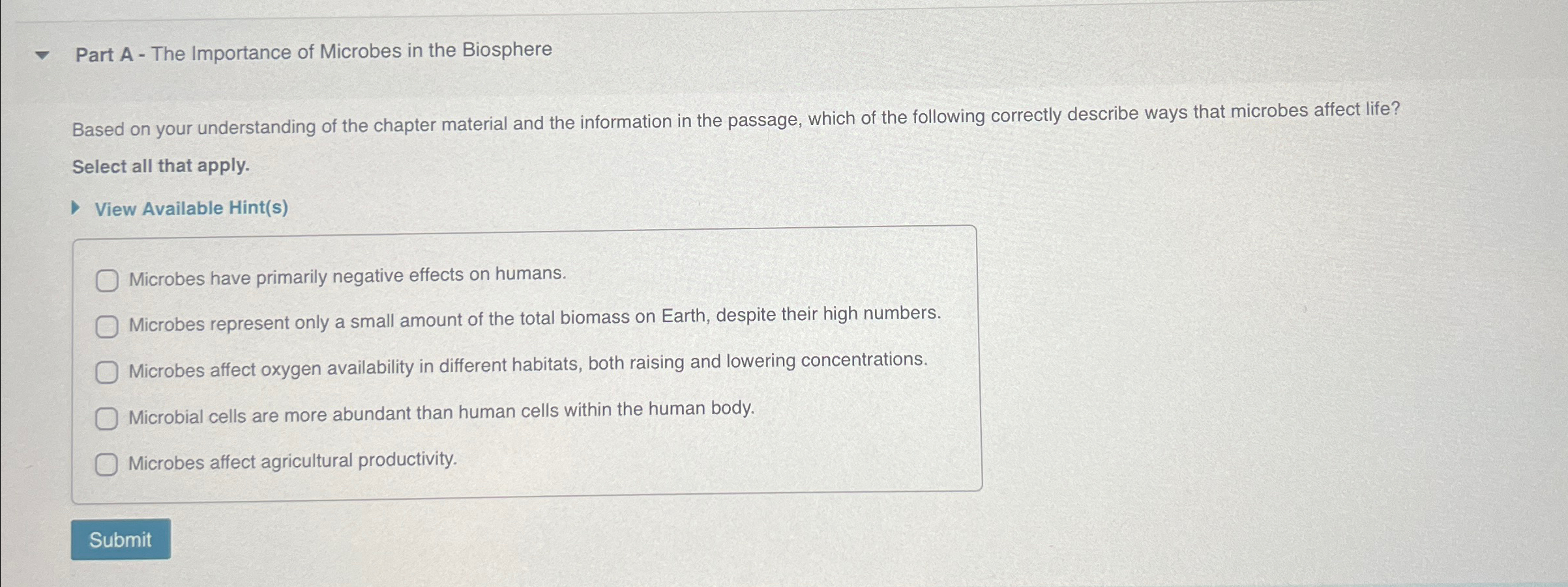 Solved Part A - ﻿The Importance of Microbes in the Biology Diagrams
