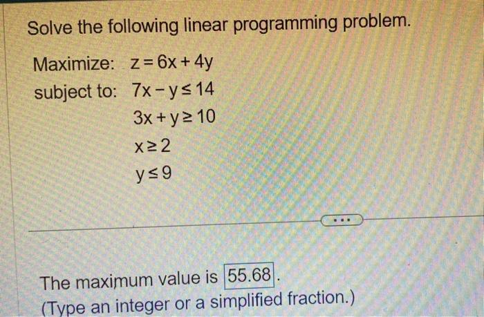 Solved Solve the following linear programming problem. | Chegg.com
