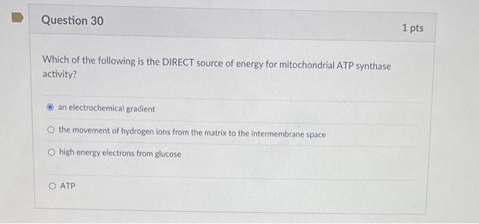 Solved Which of the following is the DIRECT source of energy | Chegg.com