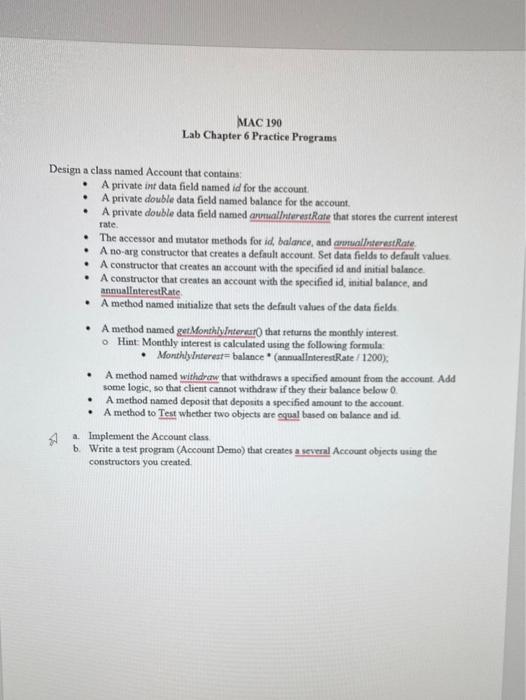 Solved MAC 190 Lab Chapter 6 Practice Programs . . . Design | Chegg.com