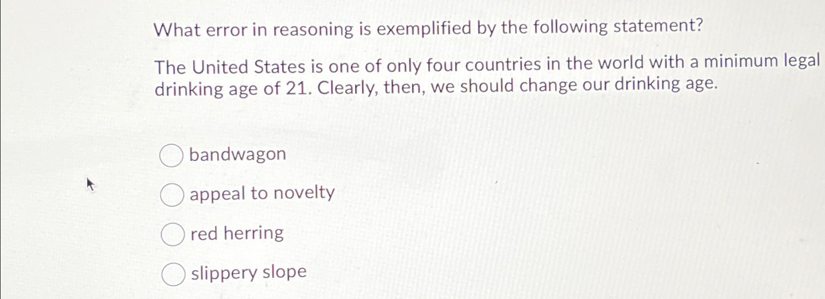 Solved What error in reasoning is exemplified by the | Chegg.com