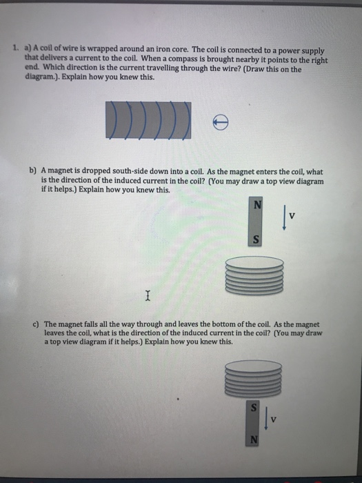 Solved 1. a) A coil of wire is wrapped around an iron core.