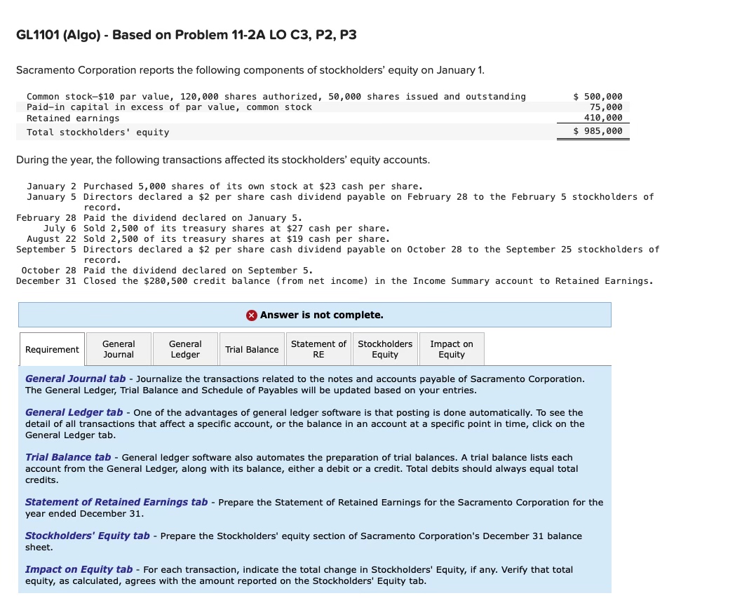 Solved GL1101 (Algo) - ﻿Based on Problem 11-2A LO C3, ﻿P2, | Chegg.com