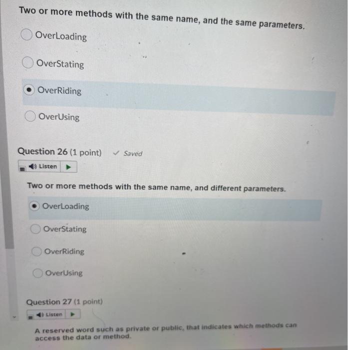 Which Of These Can Be Used To Differentiate Two Or More Methods Having The Same Name