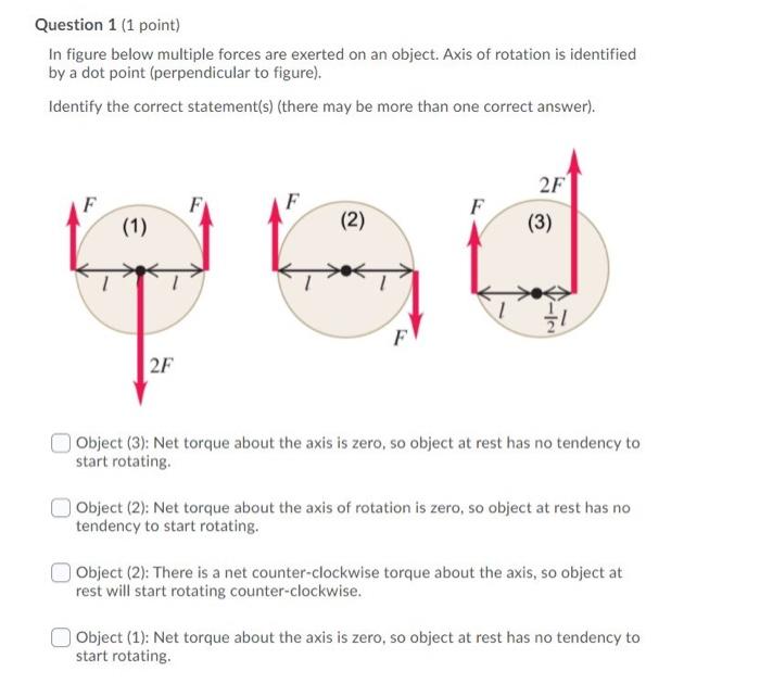 Solved Question 1 (1 point) In figure below multiple forces | Chegg.com