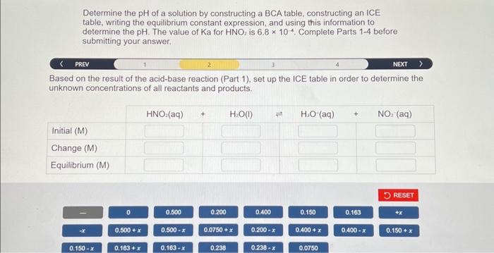 Solved Determine the pH of a solution by constructing a BCA | Chegg.com