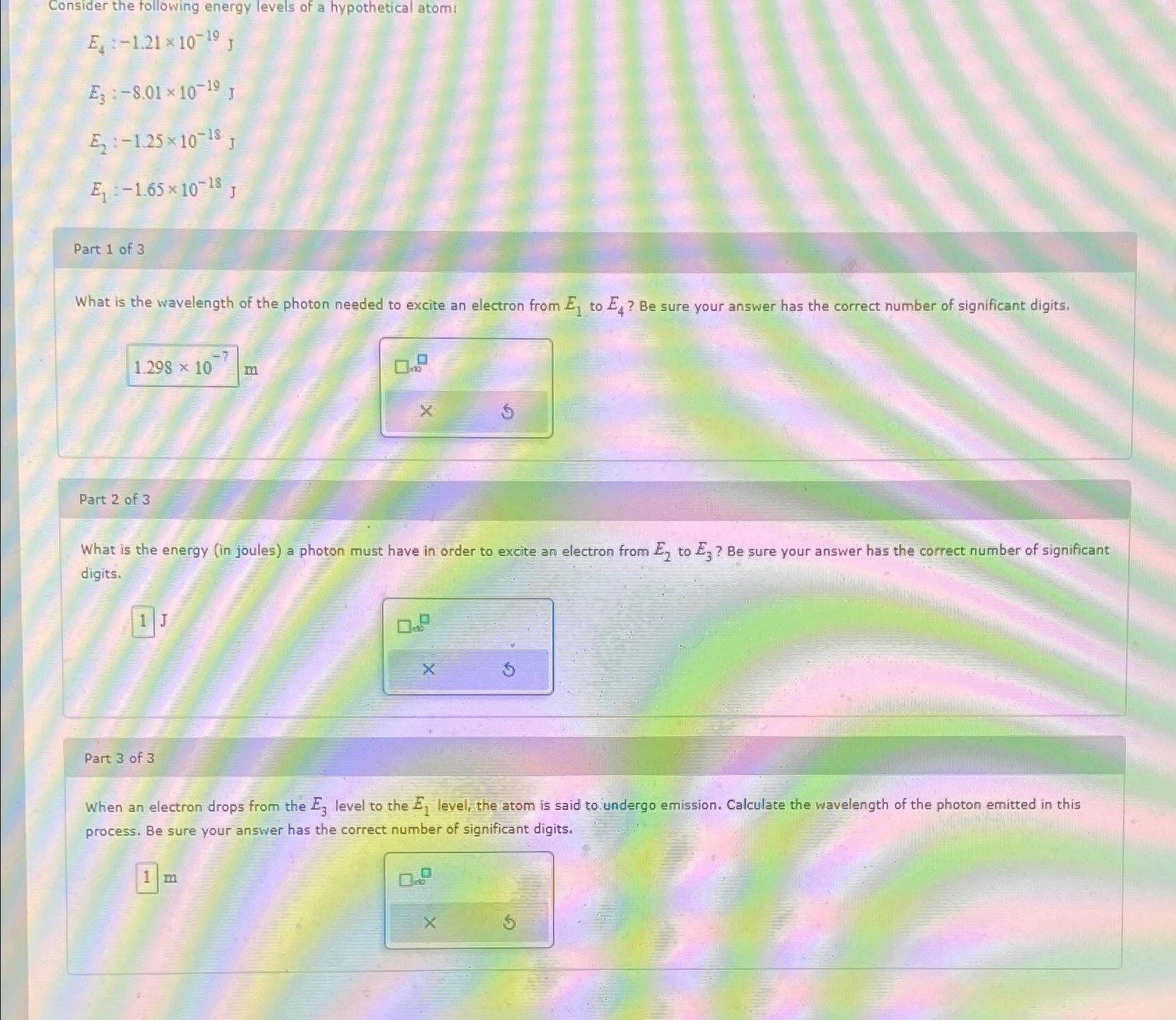 Solved Consider the following energy levels of a | Chegg.com