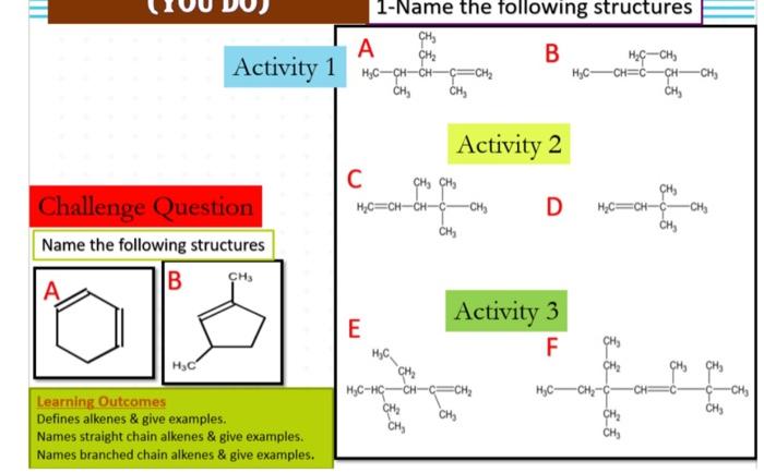 Solved 1-Name the following structures CH A CH2 B HC-CH, | Chegg.com