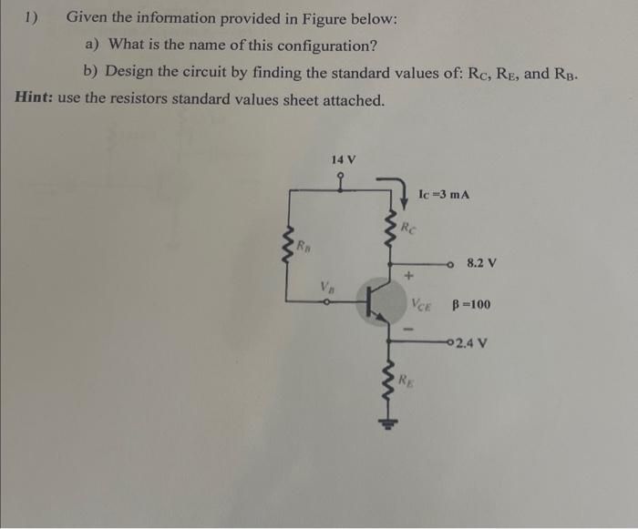 Solved 1) Given The Information Provided In Figure Below: A) | Chegg.com