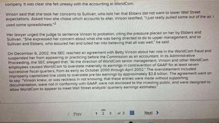 Solved Required information The WoridCom fraud was the | Chegg.com