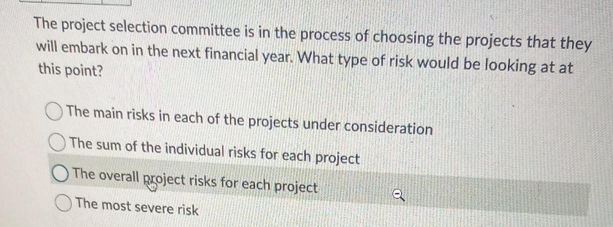 The project selection committee is in the process of | Chegg.com