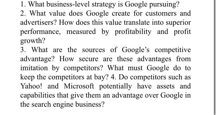 1-what-business-level-strategy-is-google-pursuing-chegg