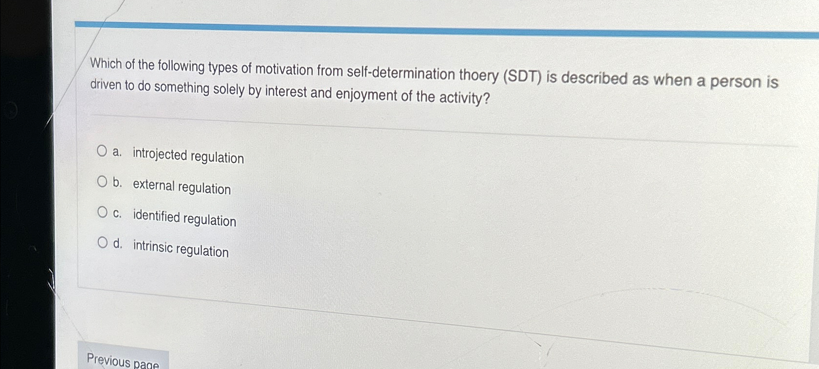 Solved Which of the following types of motivation from | Chegg.com