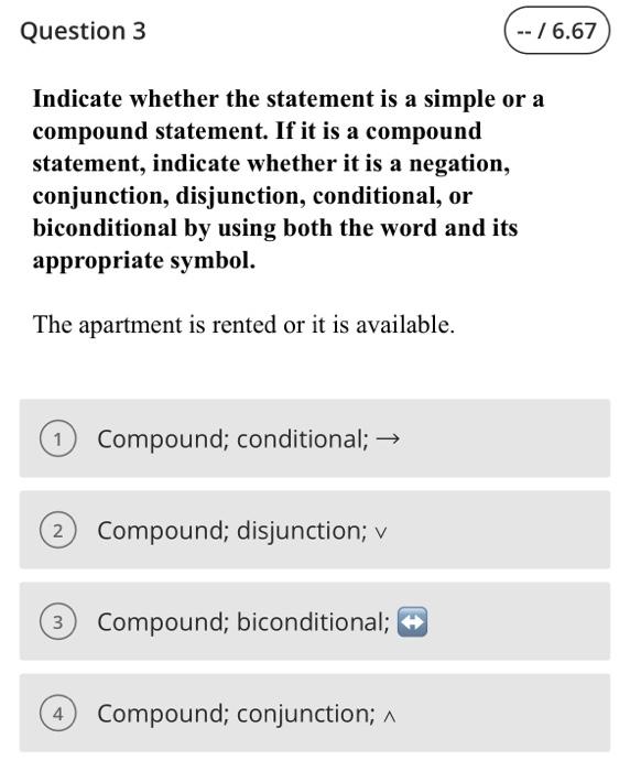 Solved Question 3 -- / 6.67 Indicate whether the statement | Chegg.com