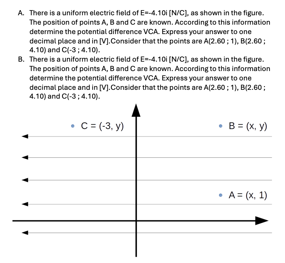 Solved A. ﻿There is a uniform electric field of | Chegg.com