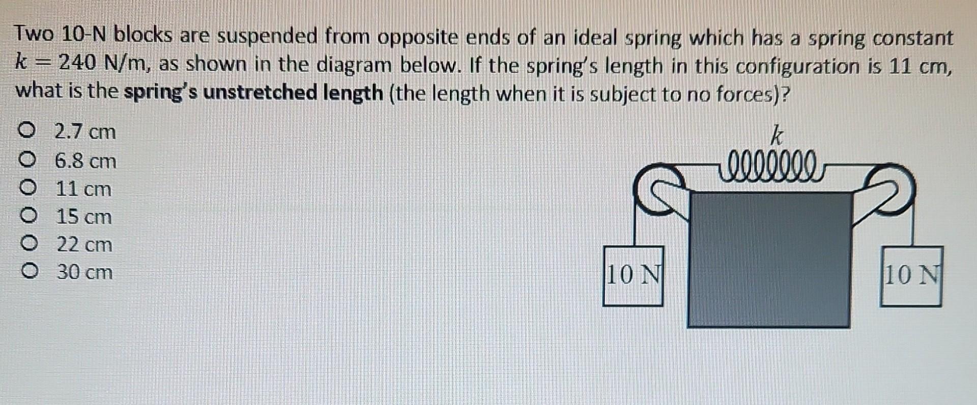 Solved Two 10N blocks are suspended from opposite ends of