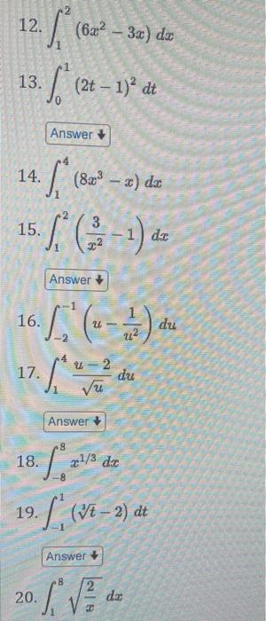 Solved Evaluating A Definite Integral In Exercises 9 10