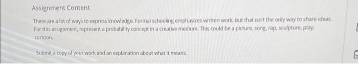 Solved Assignment Content There are a lot of ways to express | Chegg.com