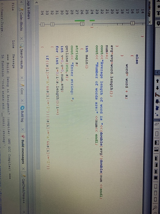 L . O OCCO else TD word, word + x: avg-avg+word. length(); num++ cout<<Average length of word is <<< (double) avg/ (double)