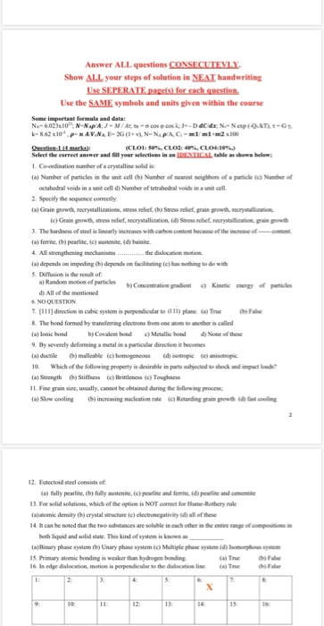 Solved Answer ALL questions CONSECUTEVLY Show ALL your steps | Chegg.com
