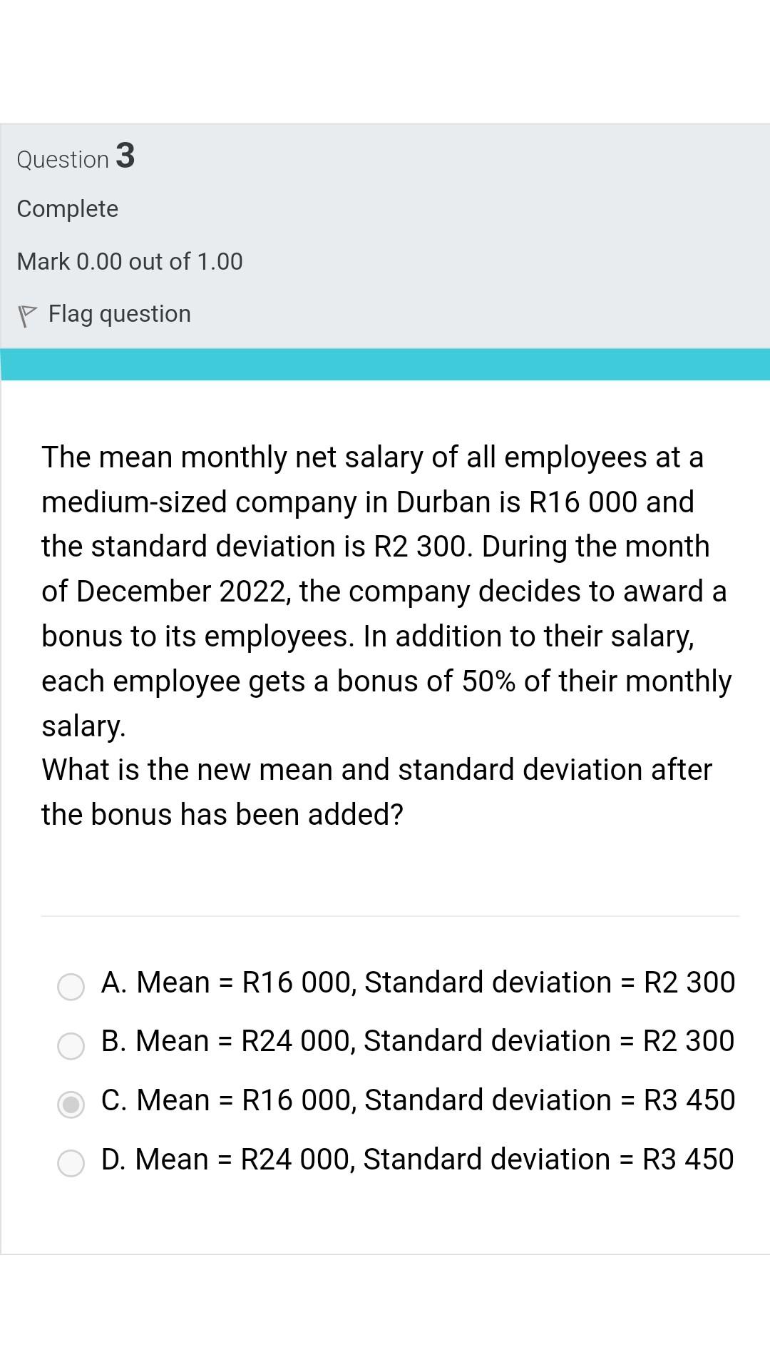 Solved The mean monthly net salary of all employees at a | Chegg.com
